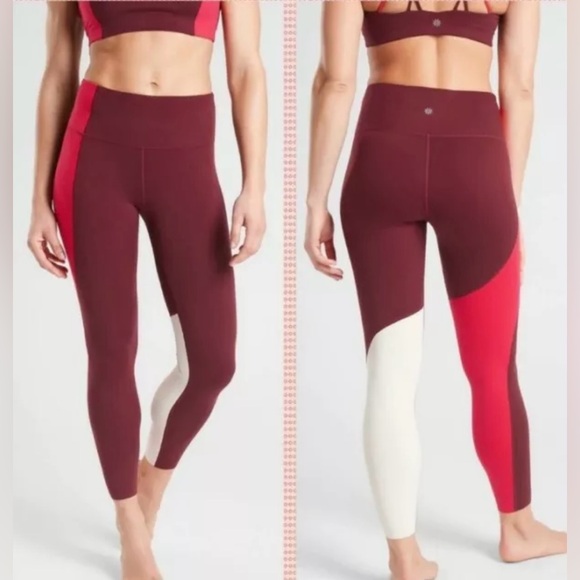 Athleta Pants - Athleta‎ Asymmetric Elation 7/8 Tight, Red Garnet, Size 1X